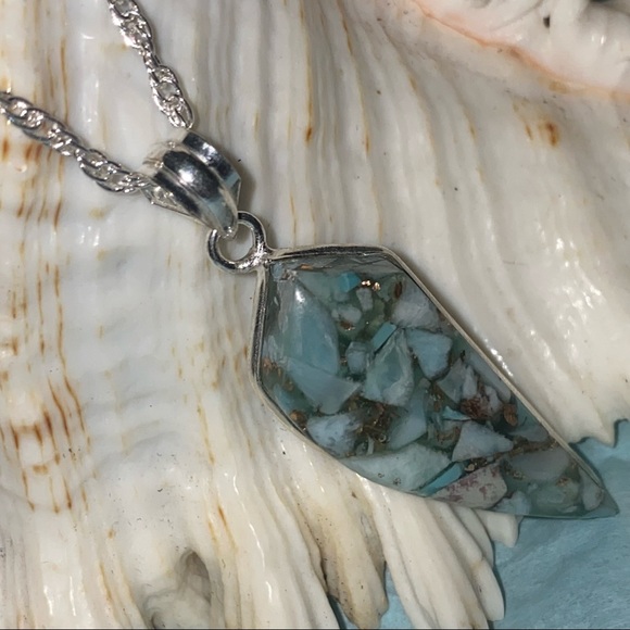 Copper Larimar natural gemstone pendant - Picture 5 of 5